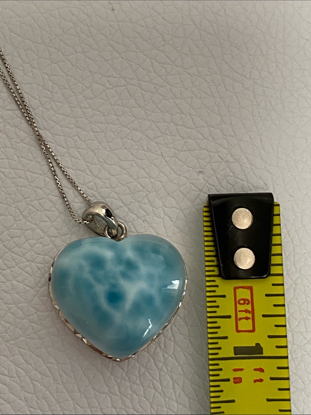 High Quality AAA Natural Larimar Heart Silver Pendant Necklace - Picture 10 of 13